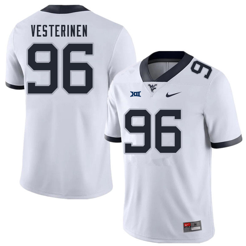 NCAA Men's Edward Vesterinen West Virginia Mountaineers White #96 Nike Stitched Football College Authentic Jersey QU23X45RN